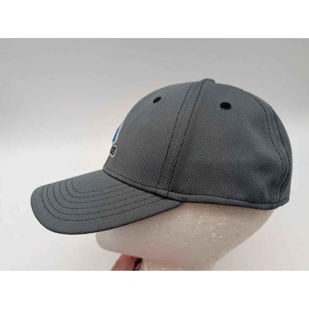Adidas Mens Gray Blue Logo Performance Stretch Fit Baseball Hat Cap